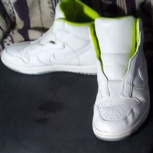 Nike White & Neon Green High-Top Athletic Shoes